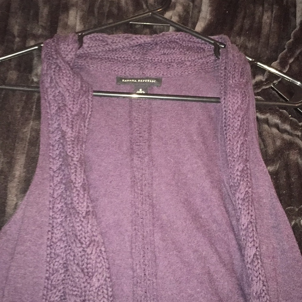 A dark purple knitted cover up